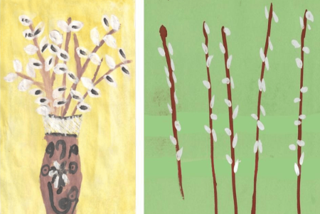 "Веточка вербы ." Рисование вербы.