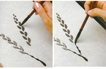 Рисование веточка вербы