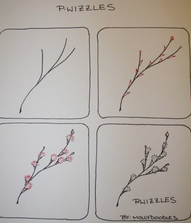 Рисование весенней веточки