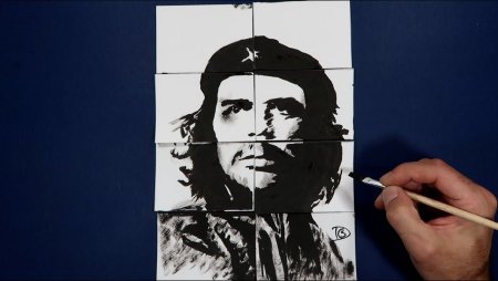 Че Гевара рисунок карандашом с помощью линий