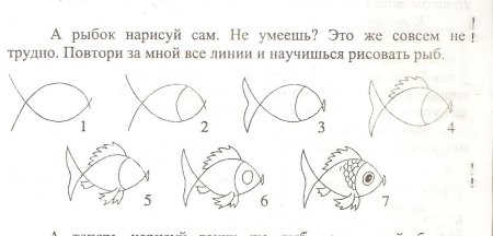 Схема рисования рыбки в старшей группе