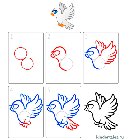 Поэтапное рисование голубя мира