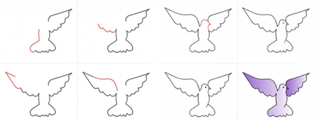 Поэтапное рисование голубя