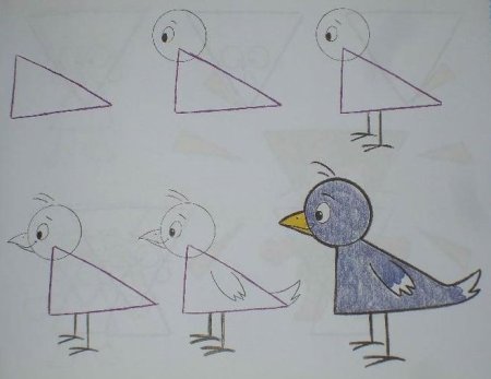 Птичка рисунок для детей карандашом