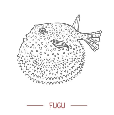 Рыба фугу нарисовать