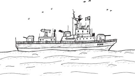 Военный корабль рисунок