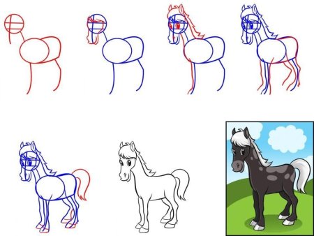 Схема рисования лошади для детей
