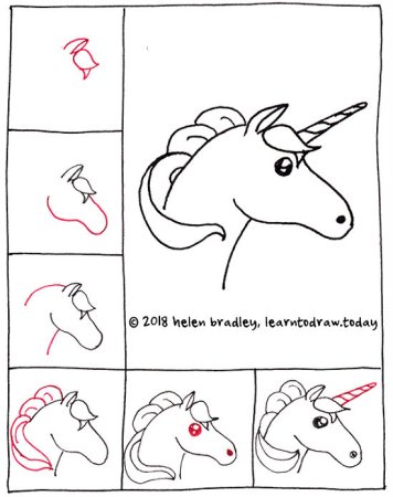 Поэтапный рисунок единорога