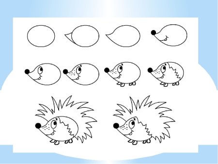 Еж пошаговое рисование