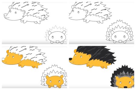 Поэтапное рисование ежика