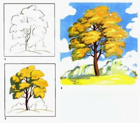 Урок рисования карандашами осень
