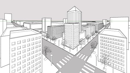 Перспектива с двумя точками схода улица