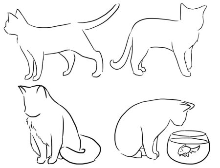 Контур кошки сбоку