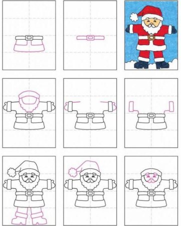 Рисование Деда Мороза пошагово