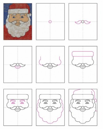 Поэтапное рисование Деда Мороза
