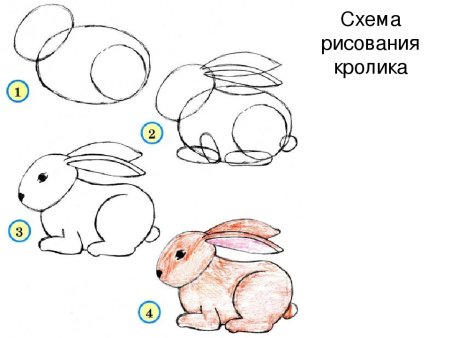 Поэтапное рисование зайчика