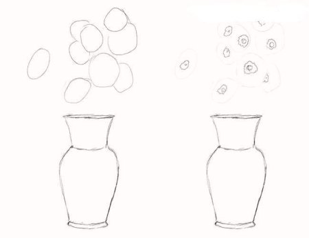 Поэтапное рисование вазы с цветами