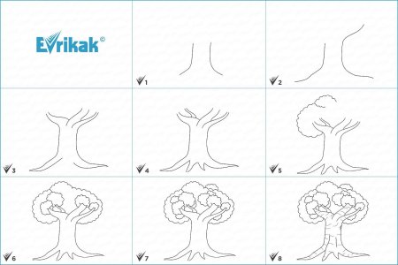 Дерево рисунок пошагово