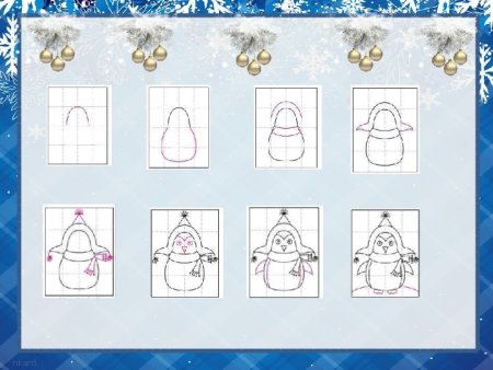 Поэтапное рисование пингвина