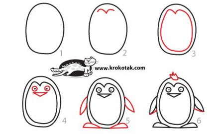 Схема рисования пингвина в старшей группе