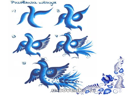 Гжель роспись поэтапное рисование