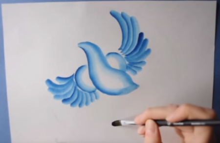 Рисование птицы в стиле Гжель