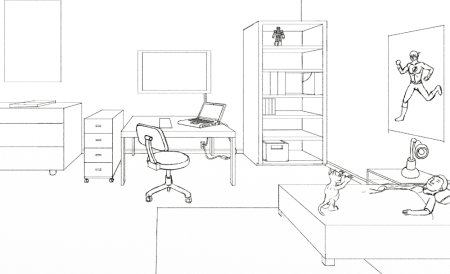 Раскраска комната для мальчика