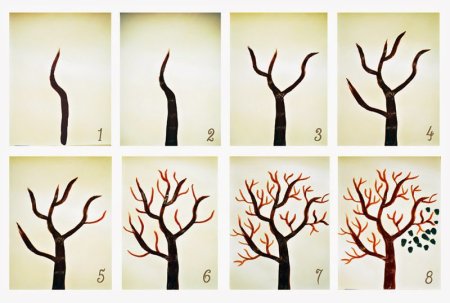 Этапы рисования дерева