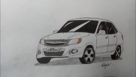 Лада Гранта срисовка только сбоку