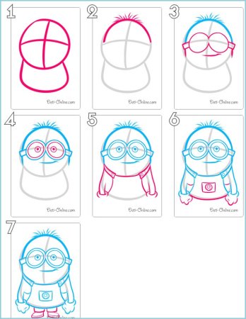Поэтапные рисунок миньона
