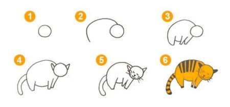 Схема рисования кошки в старшей группе