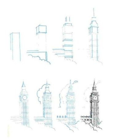 Поэтапное рисование Биг Бена