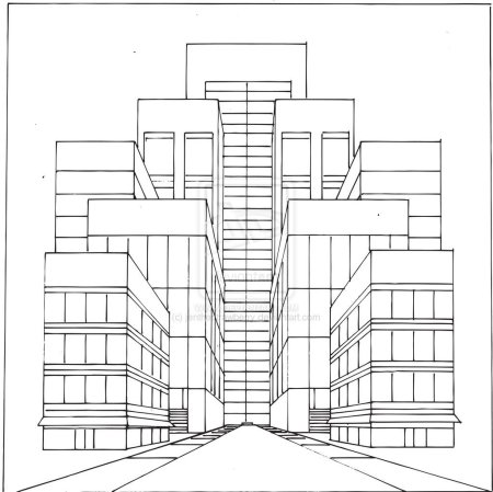 Здание в перспективе и сбоку