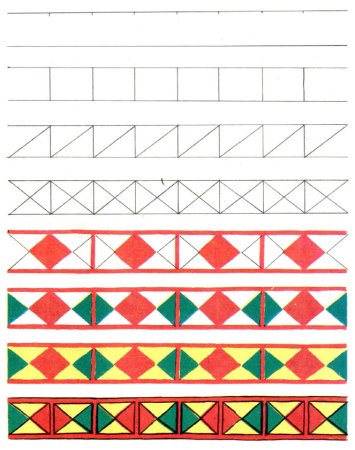 Борецкая роспись геометрический орнамент в полосе