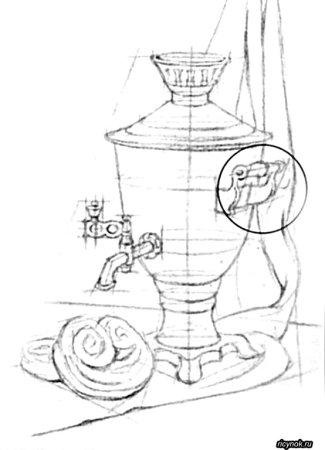 Чертеж самовара на дровах