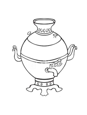 Линейно-конструктивный рисунок самовара