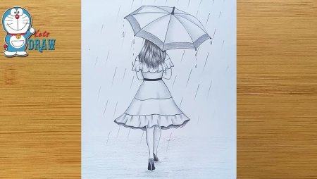 Девочка с зонтиком рисунок карандашом