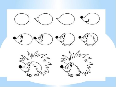 Схема рисования ежика для детей