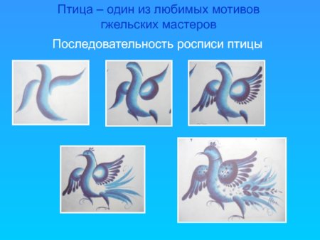 Гжельская роспись птица поэтапно