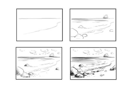 Поэтапное рисование пейзажа для детей