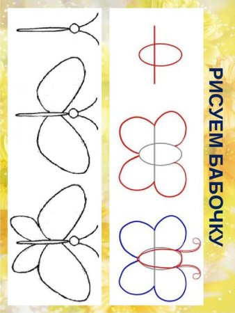 Рисование бабочки по схеме