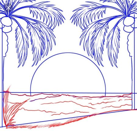 Нарисовать пляж поэтапно