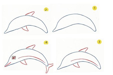Дельфин поэтапно рисунок для детей (53 фото)