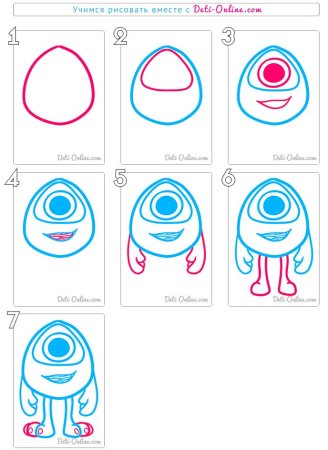 Майк Вазовски рисунок пошагово