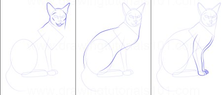 Кот сидячий рисования