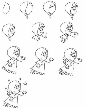 Поэтапный рисунок ангела