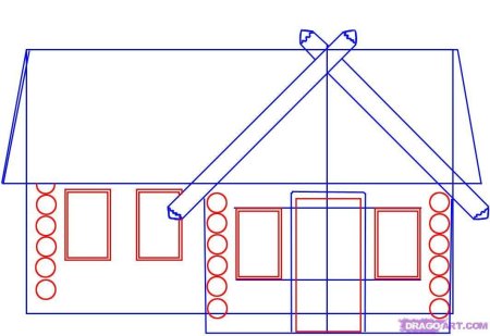 Поэтапное рисование избушки