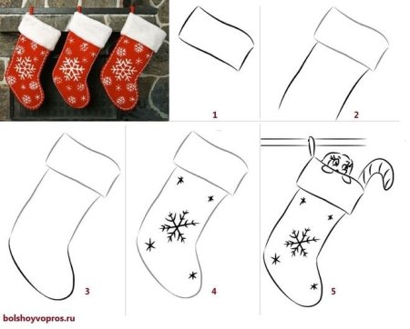 Новогодний носок для рисования