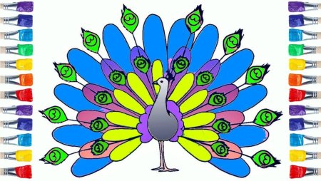 Павлин поэтапное рисование для детей