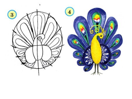 Рисование павлина с детьми